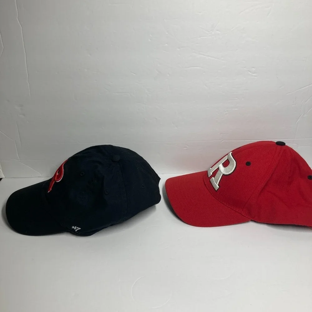 Rutgers University Scarlet Knights Cap Hat Adult Black Red Lot of 2 FLAW